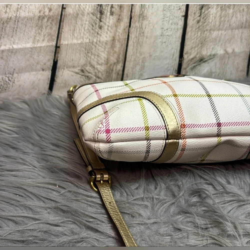 Coach Peyton Tattersal Plaid Rainbow GoldAccent Plaid Messenger Crossbody Bag - Picture 5 of 9